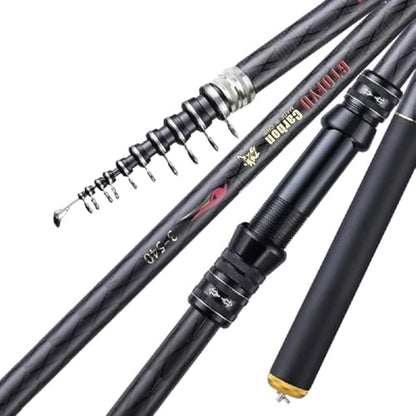 Portable Telescopic Fishing Rod – 9/12/15/18/20ft Carbon Spinning Rod, Ultralight for Small to Medium Fish, Lure 0.2-1.5oz, Ideal for Travel, Trout & Carp - size: 3.6M/12Ft