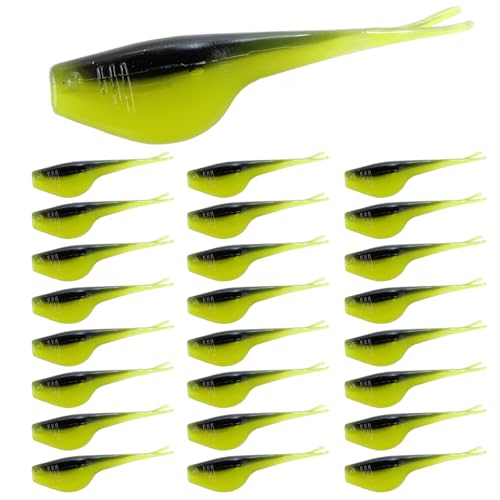 Split-Tail Crappie Lures - 24pcs Soft Plastic Lures for Bluegill, Panfish, Trout, Bass - color: Blue-green