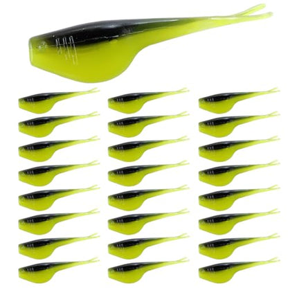Split-Tail Crappie Lures - 24pcs Soft Plastic Lures for Bluegill, Panfish, Trout, Bass - color: Blue-green