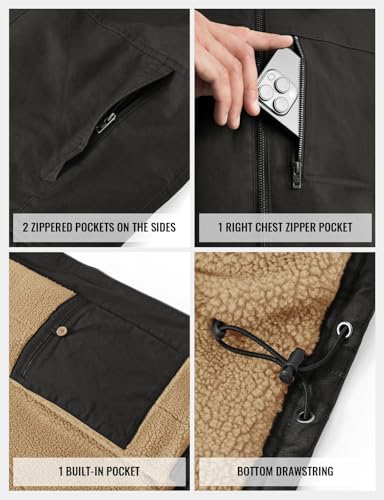 TBMPOY Men's Winter Vest Casual Sherpa Fleece lined Full Zip Lightweight Vest Outerwear Warm Cotton Travel Jackets - color: Deep Gray, size: Medium