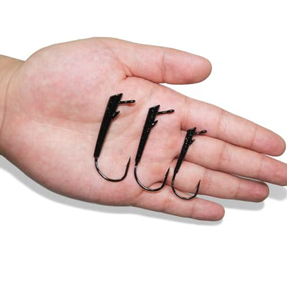 15-Pack Ozark Rig Weedless Jig Heads, 3/0 5/0 Texas Rig Hooks, Saltwater & Freshwater Fishing Hooks, 1/8oz, 1/4oz, 3/8oz Options - size: Assorted-15Pack