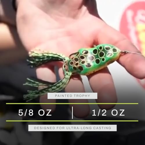 Scum Frog Trophy Series Topwater Bass Fishing Hollow Body Frog Lure with Weedless Hooks - color: New Moon, size: 5/8 oz.