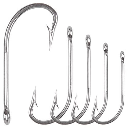 Saltwater Fishing J Hooks O'Shaughnessy Forged Extra Strong Stainless Steel Trolling Sea Bass Striper Snapper Fishing Hooks, Size 1/0-10/0 - size: 7/0-30pcs