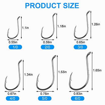 Octopus Fishing Hooks,110Pcs Baitholder Fishing Hooks Barbed Fishing Jig Hooks High Carbon Steel Bait Keep Hooks Offset Circle Octopus Hooks for Saltwater Freshwater Size #8-6/0 - size: 4#-110 pcs