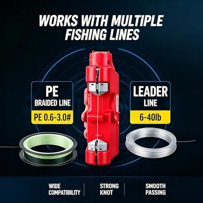 2026 Upgraded Electric Automatic Fishing Knot Tying Tool, USB Rechargeable GT/PR Knotter, Quick Fishing Hook Line Knot Tier, Portable Fishing Knot Machine Gift for Anglers - color: Red