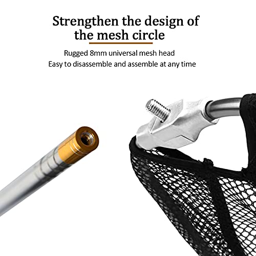 Fishing Landing Net with Aluminum Telescoping Pole 75" Long Handle,Rubber Coated Nylon Mesh,for Steelhead,Salmon,Fly,Kayak,Catfish,Bass,Trout,Shrimp,Crab,for Easy Catch & Release,Extend to 75 Inch