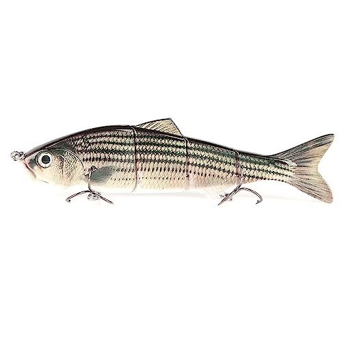10in Multi Jointed Swimbait Fishing Lures Bait,4 Segment Big Giant Sinking Fishing Bass Lures,Crankbaits Swimbaits with Treble Hook - color: 10in,4.76oz-Color M