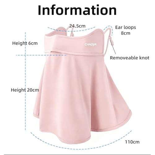 UPF 50+ Sun Protection Face Mask with Neck Coverage, UV Face Mask for Outdoor Activities, Unisex Breathable Sun Mask - style: Pink