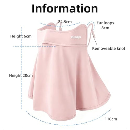 UPF 50+ Sun Protection Face Mask with Neck Coverage, UV Face Mask for Outdoor Activities, Unisex Breathable Sun Mask - style: Pink
