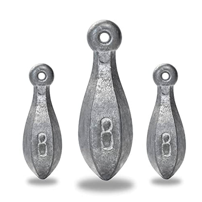 BLUEWING Bank Sinker 1LB/2LB/3LB/5LB/6LB Box Fishing Weights Saltwater Bullet Lead 1oz,2oz,3oz,5oz,8oz,10oz,12oz,16oz,32oz - style: #13 8oz, 2 Pack