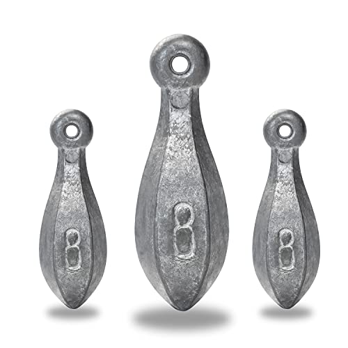 BLUEWING Bank Sinker 1LB/2LB/3LB/5LB/6LB Box Fishing Weights Saltwater Bullet Lead 1oz,2oz,3oz,5oz,8oz,10oz,12oz,16oz,32oz - style: #13 8oz, 2 Pack
