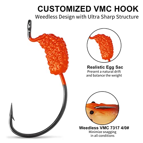 TRUSCEND Duramax Pre-Rigged Saltwater Fishing Lures with BKK Jig Hooks, Easy Catch 10X Tear-Resistant TPE Soft Swimbait for Redfish Grouper Striper Bass Trout Crappie Walleye, Weedless Freshwater Bait - color: B-2.5"-0.45oz