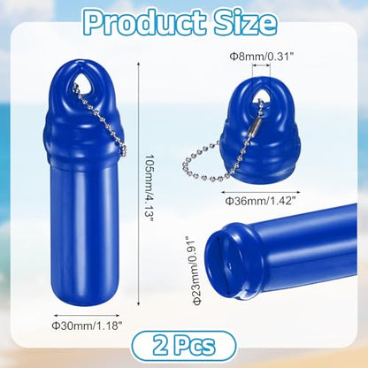 uxcell Floating Keychain, Float Key Ring Holder with Waterproof Container, Float Key Pendant for Fishing - color: Blue