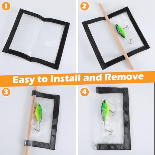 20 Pcs Clear PVC Fishing Lure Wraps Fishing Lure Covers Large and Medium Size Hook Protectors for Safe Tangle Free Bait Storage and Rod Organization