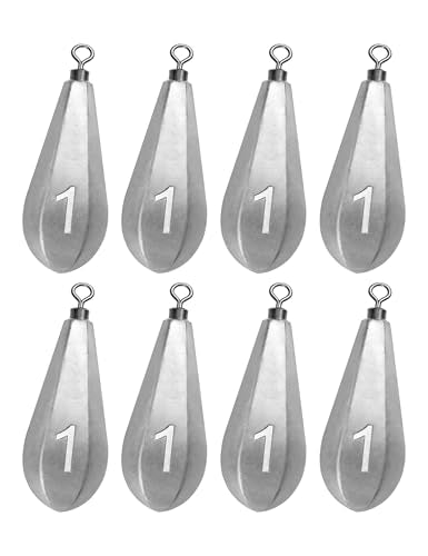 BLUEWING Swivel Bank Sinkers Fishing Weights with Swivel Bottom Bullet Sinkers for Freshwater and Saltwater, 1/8oz to 16oz - size: #5 1oz, 8pcs