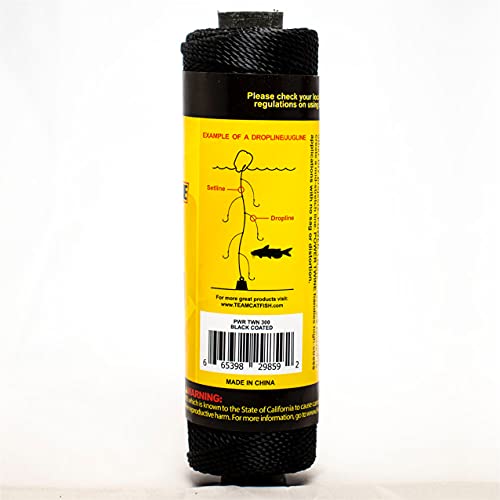 TEAM CATFISH Power Twine with 100% Nylon & 300 ft Heavy-Duty Line - Black | 300 ft #10 nylon twine, 72 lb strength, low stretch, weather resistant, ideal for trot lines, set lines, and outdoor use - style: #14 x 300ft Black