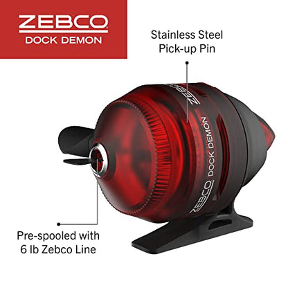 Zebco Dock Demon Spinning Reel or Spincast Reel and Fishing Rod Combo, 30-Inch Durable Fiberglass Rod, QuickSet Anti-Reverse Fishing Reel - style: Spincast Reel - Red