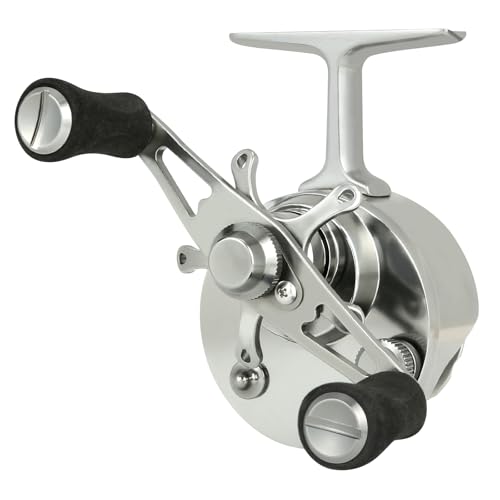 Inline Ice Fishing Reel with Adjustable Drop Rate, Star Drag and Push-Button Free Spool Feature, Made of CNC Machined Aluminum 2.7:1 Ratio 5 Ball Bearings