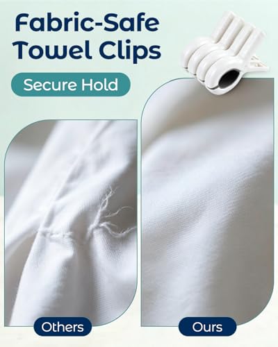 10 Pack Beach Towel Clips Heavy Duty Large Beach Essentials Chair Pool Clip | White Clips with Strong Grip, Silicone Protection, Rust Resistant Spring, Multi-Use for Beach, Boat, Cruise & Outdoors - color: White