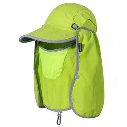 GADIEMKENSD UPF 50+ Folding Fishing Hat 360 Outdoor Sun Hat - color: Bright Green