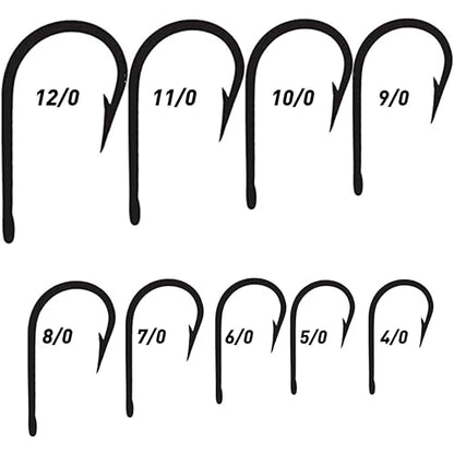 Fishing Hooks Saltwater Tuna Hooks, 15pcs Stainless Steel Big Game Hooks Forged Ringed Extra Strong Saltwater Fishing Tackle for Salmon Tuna Fishing - size: 10/0