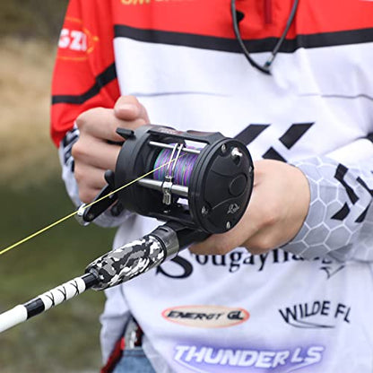Sougayilang Conventional Reel and Fishing Rod Combo – Medium Heavy Fiberglass Rod, Heavy Duty Catfish Trolling Reel Combo for Catfish Salmon and Steelhead 6/7ft - color: 6FT-3000