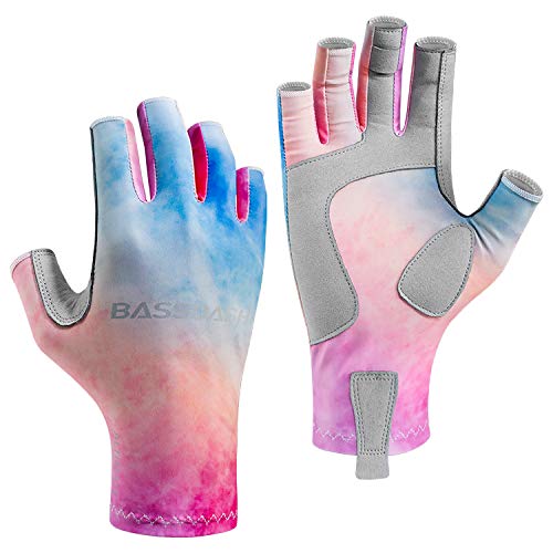 Bassdash ALTIMATE UPF 50+ Women’s Fishing Gloves UV Sun Protection Fingerless Gloves for Kayaking Paddling Hiking Cycling Driving Shooting Training - color: Rosy Clouds, size: X-Small