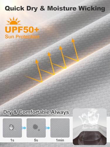 Men's UPF 50+ Sun Protection Hoodie Lightweight Quick Dry Fishing Shirts Long Sleeve Rash Guard with Mask - color: Light Grey, size: X-Large