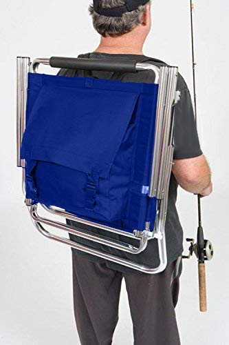 Backpack Fishing Chair - Portable Folding Ultra Light Chair with Padded Carrying Straps & Padded Lumbar Support Bar - All Aluminum Fishing Chair with Cup & Rod Holder