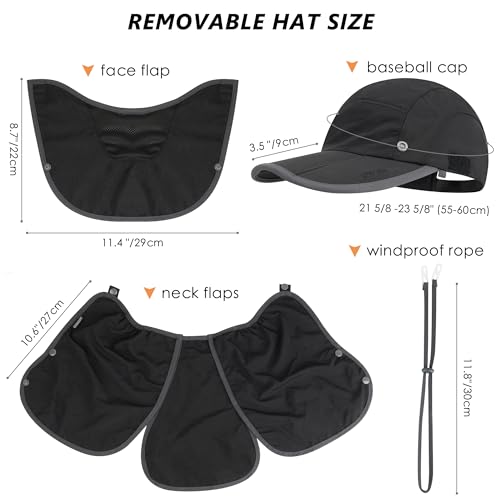 GADIEMKENSD UPF 50+ Folding Fishing Hat 360 Outdoor Sun Hat - color: Black