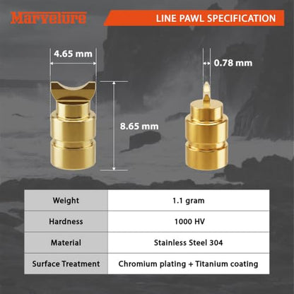 Titanium Coated Stainless Steel Line Guide Pawl for Daiwa Tatula Alphas, Shimano SLX Curado, Abu Garcia Ambassadeur Revo Max Series, Lew's Baitcasting Reels (Confirm Factory Pawl Size) - size: 8.65 x 4.65 mm (2 Pcs)