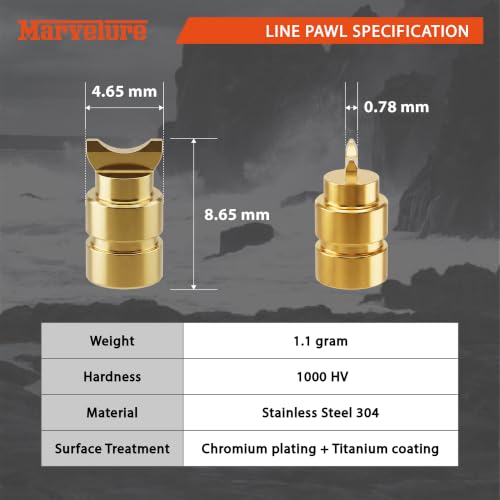 Titanium Coated Stainless Steel Line Guide Pawl for Daiwa Tatula Alphas, Shimano SLX Curado, Abu Garcia Ambassadeur Revo Max Series, Lew's Baitcasting Reels (Confirm Factory Pawl Size) - size: 8.65 x 4.65 mm (2 Pcs)
