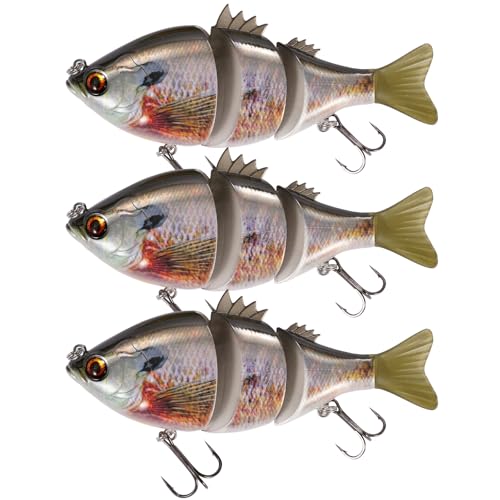 FONMANG Top Water Fishing Lures, 3-Pcs Topwater Lures for Bass Walleye Pike, 2025 New Wasp Crawl Bait for Freshwater and Saltwater - color: B1-Bluegill Swimbait