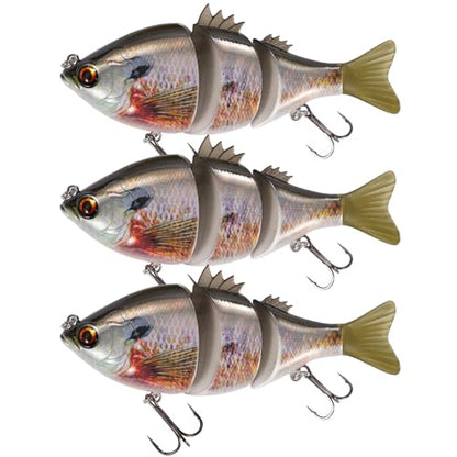 FONMANG Top Water Fishing Lures, 3-Pcs Topwater Lures for Bass Walleye Pike, 2025 New Wasp Crawl Bait for Freshwater and Saltwater - color: B1-Bluegill Swimbait
