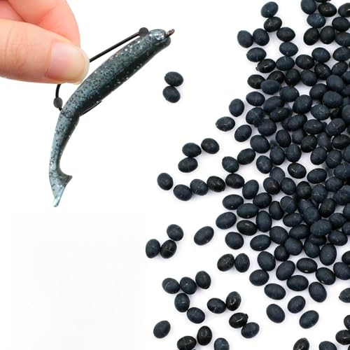9KM DWLIFE Bait Stoppers Fishing Bait Pegs Stoppers 300PCS– Silicone Soft Plastic Bait Keeper Pegs for Texas Rig, Carolina Rig & Bass Fishing, Bait Stopper Retainer for Worm Hooks, Jigs, Chatterbaits - color: Black