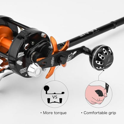 GOMEXUS Power Handle for Abu Garcia Ambassadeur C3/C4/S/SX 5000-7000 Round Fishing Reels Catfish Special Crank - color: Catfish Special C C3 7000