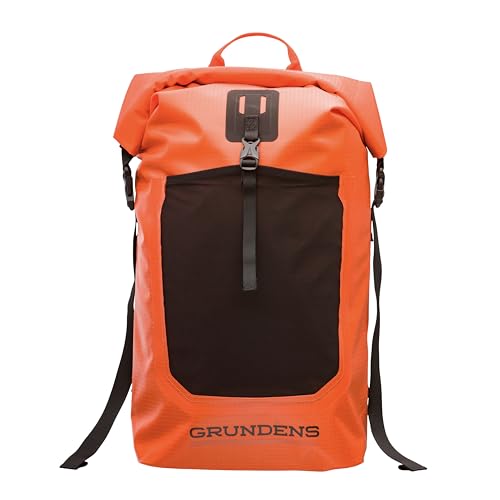 Grundéns Bootlegger Roll Top Backpack | Waterproof, 30L, Red Orange - color: Red Orange