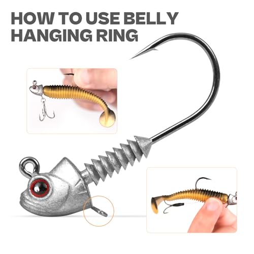 Swimbait Jig Heads with Stacked Cone Keeper, Minnow Style Eye Fishing Jighead 3/16 1/4 3/8 1/2oz (15 PCs) - color: Raw, size: 1/4oz - 3/0 - 15 pack