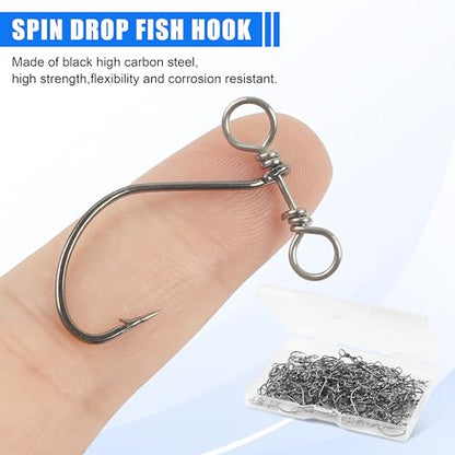 Drop Shot Fishing Hooks-30/60Pcs Spin Shot Hook in-line Drop Shot Rig with Swivel High Carbon Steel Fishhook Worm Hook for Bass,Perch, Carp, Catfish Walleye - size: 30pcs