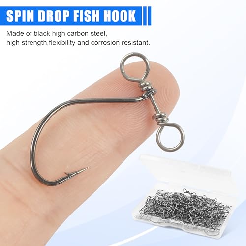 Drop Shot Fishing Hooks-30/60Pcs Spin Shot Hook in-line Drop Shot Rig with Swivel High Carbon Steel Fishhook Worm Hook for Bass,Perch, Carp, Catfish Walleye - size: 60pcs