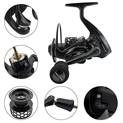 Fishdrops Spinning Fishing Reels 12+1BB Ultra Lightweight Carved Aluminum Spool Reels Affordable Smooth Spinning Reels - size: Size7000