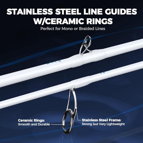 KastKing Centron Lite Twin Tip Rods, IM6 Graphite Blanks, Twin Tip Rods, Stainless Steel Guides with Ceramic Rings, Split or Full Rear EVA Handle Design, Drop Shot Hook Keeper - size: 7'6"- MH- MF (2 Pcs+ Extra Tip), style: Spinning