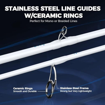 KastKing Centron Lite Twin Tip Rods, IM6 Graphite Blanks, Twin Tip Rods, Stainless Steel Guides with Ceramic Rings, Split or Full Rear EVA Handle Design, Drop Shot Hook Keeper - size: 7'0"- MH- MF (2 Pcs+ Extra Tip), style: Casting