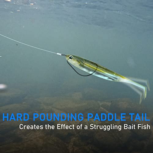Dr.Fish Paddle Tail Swimbaits, Soft Fishing Lures for Bass Fishing 2.75-4.75 Inches, Freshwater & Saltwater Soft Plastic Baits Swim Shad Bait Minnow Lures Drop Shot - color: Pumpkinseed, size: 4.75"-5 Pack