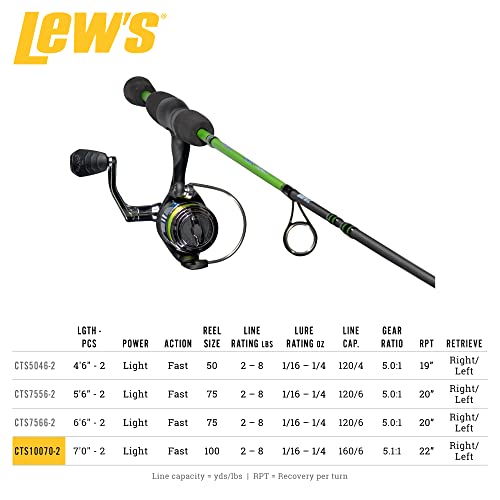 Lew's Crappie Thunder Spinning Reel and Fishing Rod Combo, 2-Piece IM6 Graphite Blank, Right or Left-Hand Retrieve - style: 7'0"