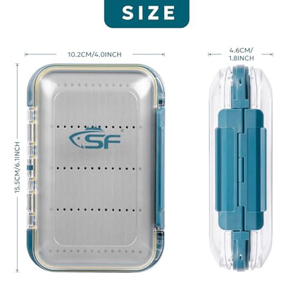 SF Large Waterproof Fly Box - Double Sided Clear Lid - Ice Fishing & Jig Head Tackle Box - Fly Flies (Dry, Wet, Nymph, Streamer) & Foam - style: Streamer Foam-Large