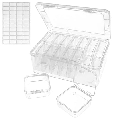 Guyuyii 15 Clear Plastic Bead Storage Containers with Hinged Lids & Labels | for Craft Supplies, Diamond Painting, Jewelry Making | Compatible with Beads, Earrings, Nail Art, Seeds, DIY Bracelet - size: 15 Pcs