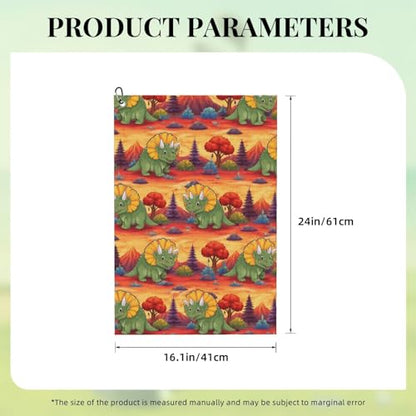 Triceratops Dinosaur Golf Towel 16" X 24" with Clip Golfer Bags Accessories Gifts - color: Triceratops Dinosaur