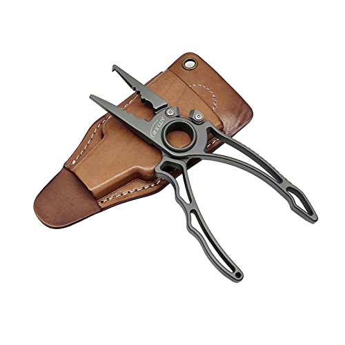 Titanium Fishing Pliers, Premium Saltwater Fishing Gear, Tungsten Cutters, Split Ring Hook Remover, Knot Tying Tool with Lanyard, Ice Fishing, Sea Fishing Kit Gifts for Men - color: Standard