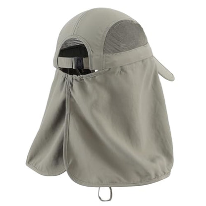 Connectyle Men's Foldable Baseball Sun Cap with Removable Face Mask Neck Flap Cover UPF 50+ Sun Protection Fishing Hiking Hat - color: Army Green